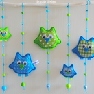 Mobiel/tak uiltjes aqua / lime 