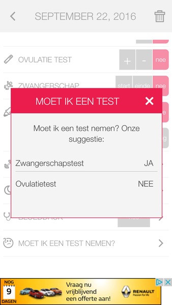  Ohoh misschien toch een innestellingsbloeding mijn app adviseerd me om te testen