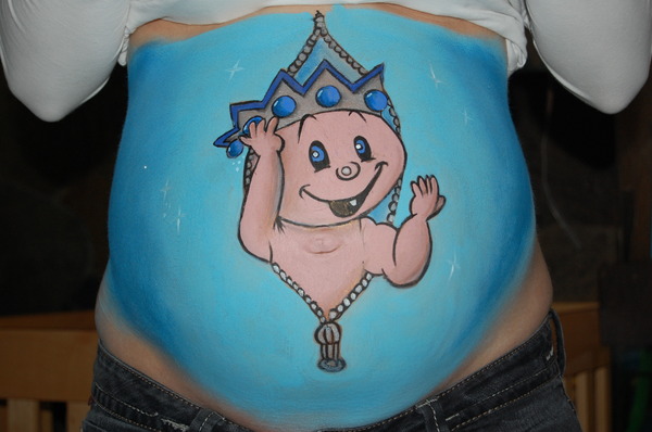 Kiekeboe buikschildering met m`n babyshower