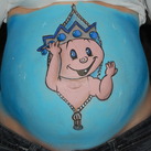 Kiekeboe buikschildering met m`n babyshower